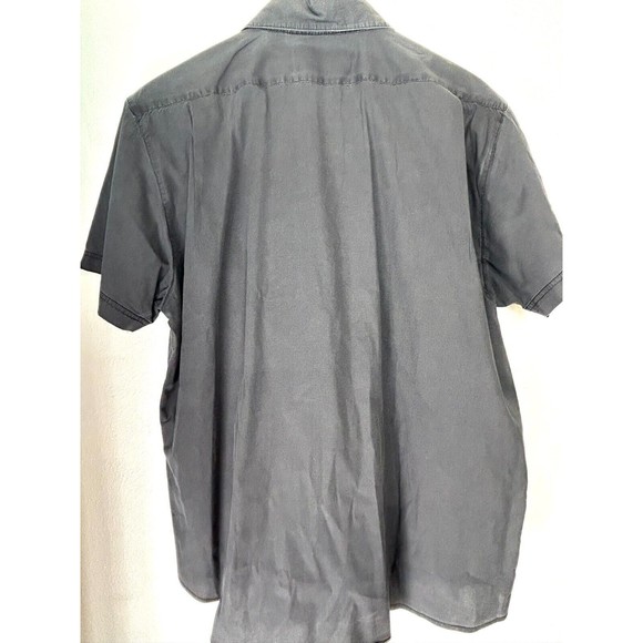 Substudio Shirt Mens Large Button Down Stretch Gray Cotton Spandex Short Sleeve - Picture 8 of 11